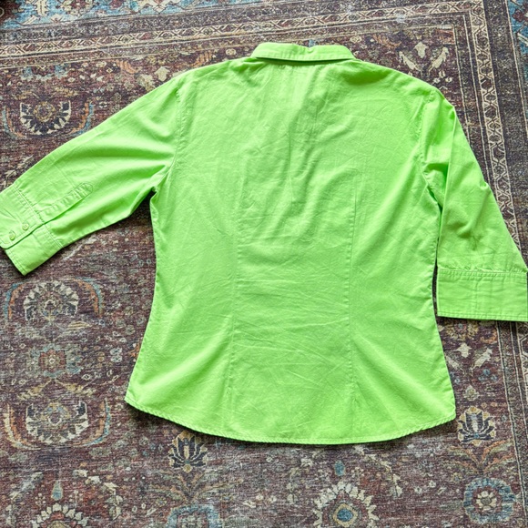 Green Ralph Lauren Polo Three-Quarter Sleeve Button-Up - Prep Style 100% Cotton - Picture 5 of 7